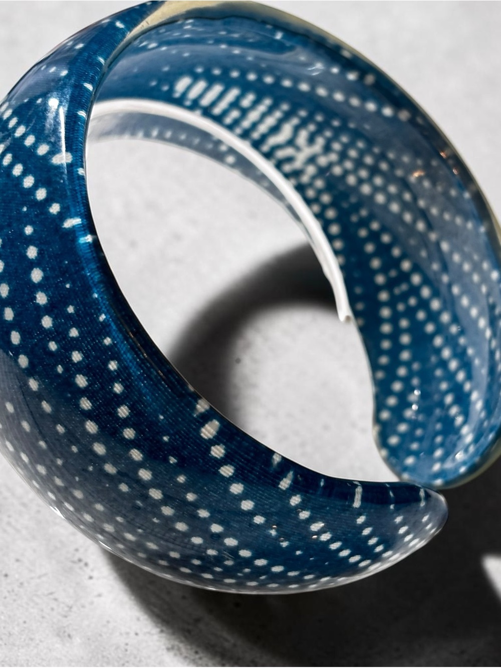 Chunky Indigo Blue Batik Pattern Statement Cuff Bracelet Women Accessories